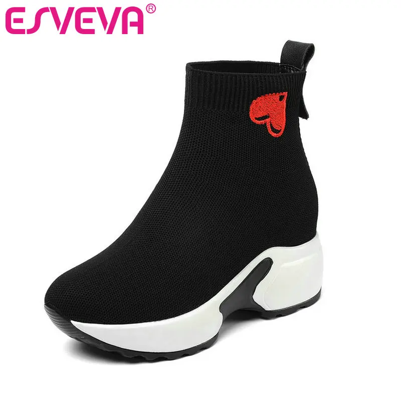 ESVEVA 2020 Autumn Winter Women Shoes Round Toe Square Med Heel Knitting heart-shaped Fashion Socks Ankle Boots Size 34-43
ESVEVA 2020 Autumn Winter Women Shoes Round Toe Square Med Heel Knitting heart-shaped Fashion Socks Ankle Boots Size 34-43