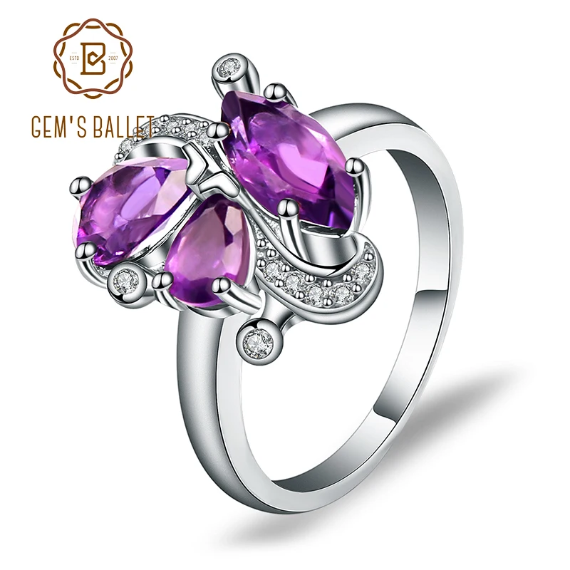 Gem's Ballet 2.55Ct Natural Amethyst Gemstone Wedding Ring 925 Sterling Silver Butterfly Ring For Women Fine Jewelry
Gem's Ballet 2.55Ct Natural Amethyst Gemstone Wedding Ring 925 Sterling Silver Butterfly Ring For Women Fine Jewelry