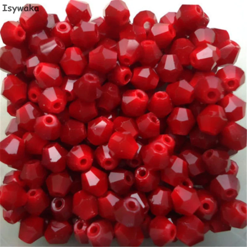 

Isywaka Sale Shining Red 100pcs 4mm Bicone Austria Crystal Beads charm Glass Beads Loose Spacer Bead for DIY Jewelry Making