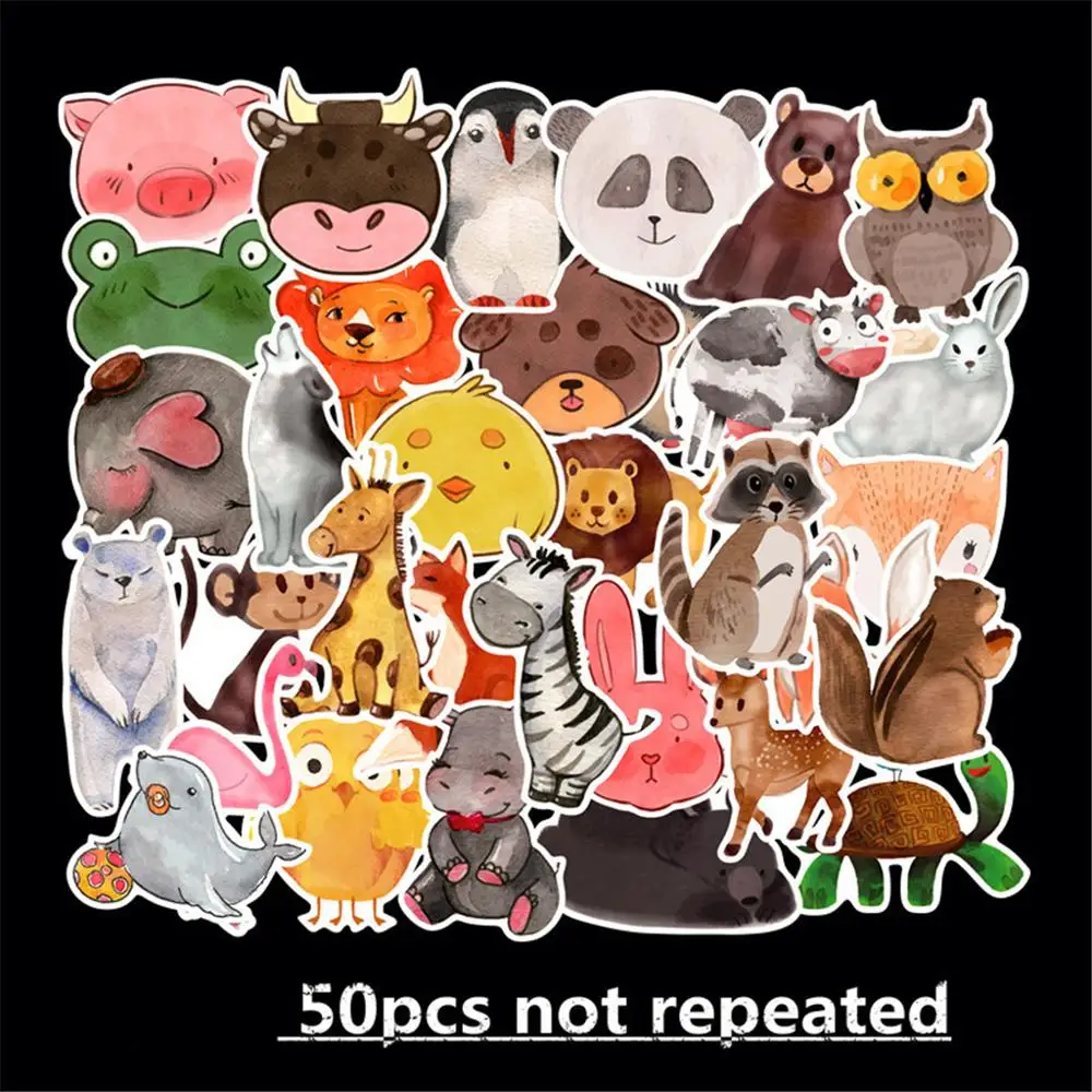 50 штук/Упаковка Наклейка в форме животных милые акварельные с рисованным аниме