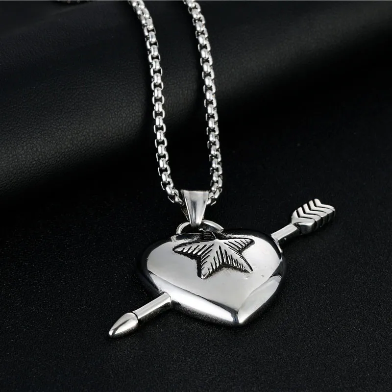 Stainless Steel Punk Necklace Loving Heart Pendant Box Chain Silver Color Necklace Fashion Accessories Gift for Lover
Stainless Steel Punk Necklace Loving Heart Pendant Box Chain Silver Color Necklace Fashion Accessories Gift for Lover