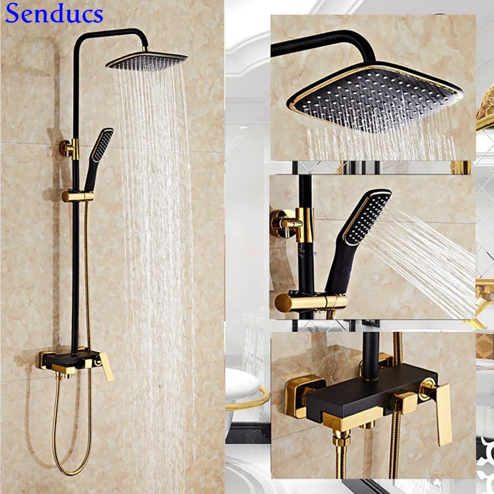 Senducs Black Gold Shower System Luxury European Bathroom Black Shower Set Cheap Price Rainfall Bath Black Gold Shower System
Senducs Black Gold Shower System Luxury European Bathroom Black Shower Set Cheap Price Rainfall Bath Black Gold Shower System