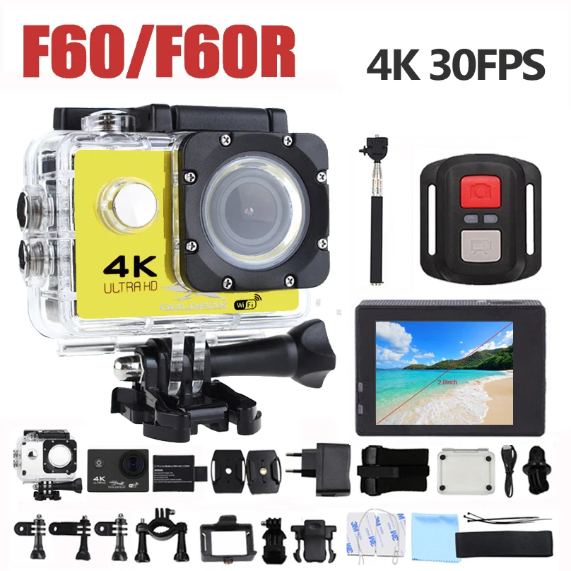 

F60 F60R 4K Wifi Action Camera 16MP 170D Wide Angle Sport DV 30M Go Waterproof Pro Extreme Sports Video Bike Helmet Cam Mini DVR