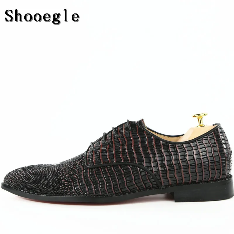 SHOOEGLE Fashion Alligator Leather Men Shoes Pointed Toe Lace Up Business Shoes Men Flat Shoes Party Banquet Shoes Man Size 46
SHOOEGLE Fashion Alligator Leather Men Shoes Pointed Toe Lace Up Business Shoes Men Flat Shoes Party Banquet Shoes Man Size 46