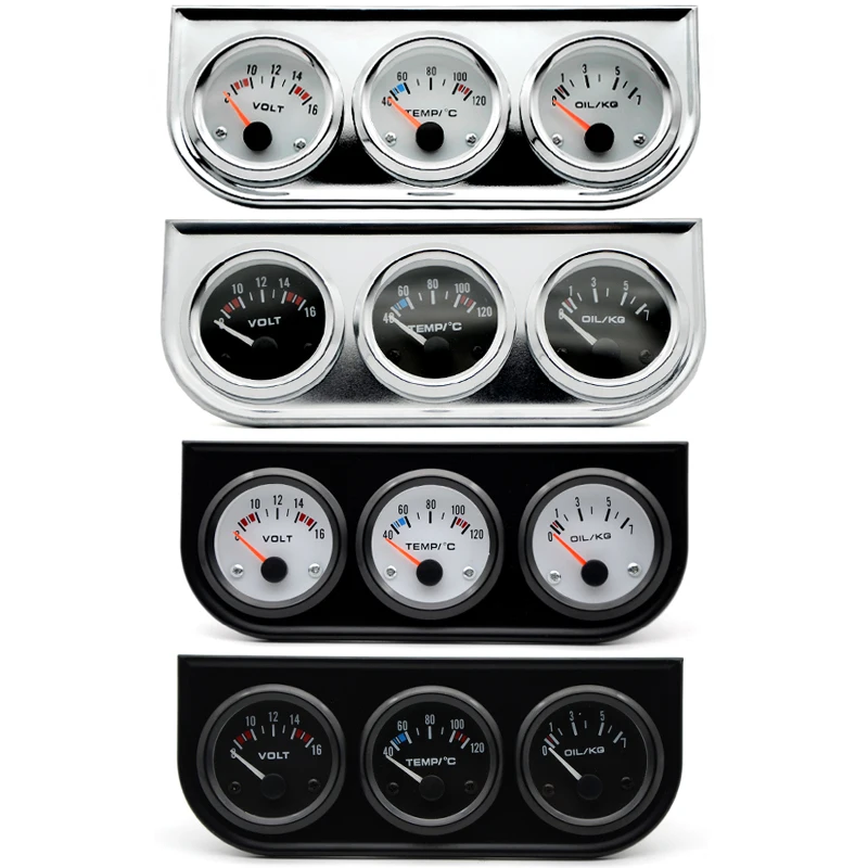 Water Temp Oil Pressure Volt Gauge 52mm 3 in 1 Triple Gauge Kit Black/Chrome Bezel Black/White Face With Temp&Pressure Sensor
Water Temp Oil Pressure Volt Gauge 52mm 3 in 1 Triple Gauge Kit Black/Chrome Bezel Black/White Face With Temp&Pressure Sensor