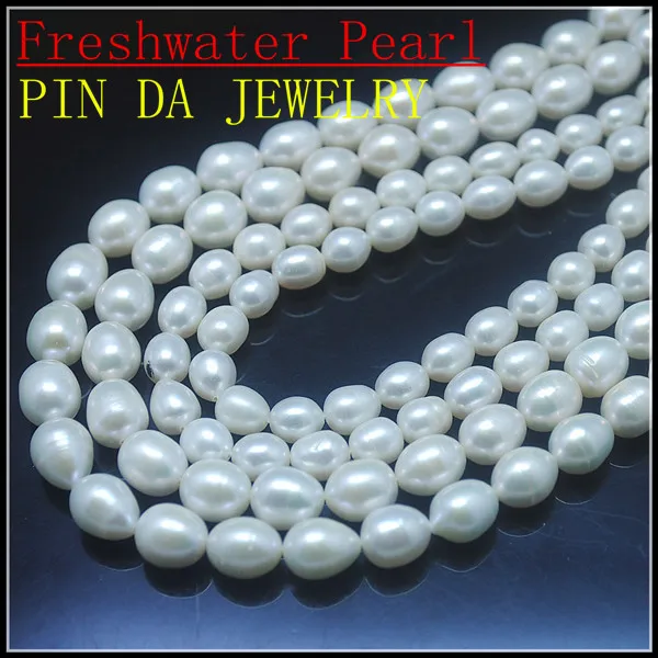 

Nature Cultured Freshwater Pearl Beads Accessories DIY fashion beads rice shape 6-7mm 14.5" length hole 0.8mm Grade AA 1 strand