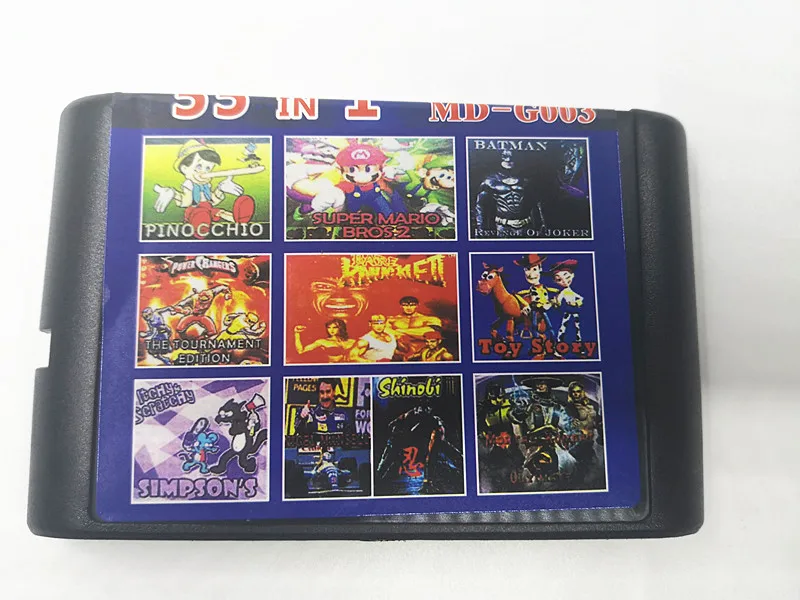 Обновленный картридж для sega md игровой Картридж 55 бесплатных игр 16 бит ТВ игровая