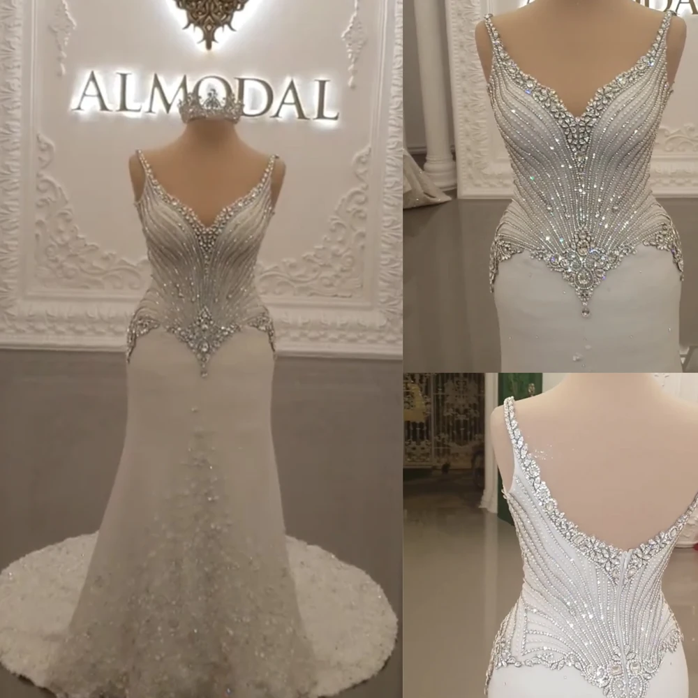 Crystal Wedding Dresses 2019 Mermaid Backless Sparkly Beaded Hand Made Flowers Lace Luxury Wedding Dress Bridal Gowns
Crystal Wedding Dresses 2019 Mermaid Backless Sparkly Beaded Hand Made Flowers Lace Luxury Wedding Dress Bridal Gowns
