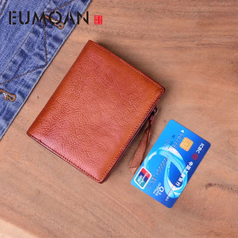EUMOAN дизайнерские Винтаж бумажник Для мужчин ручной работы 100% натуральные