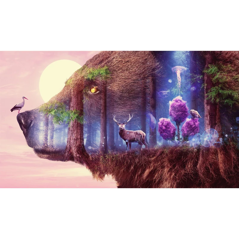 Full Square Drill 5D DIY Big bear deer birds forest moon diamond painting Cross Stitch 3D Embroidery Kits home decor H43
Full Square Drill 5D DIY Big bear deer birds forest moon diamond painting Cross Stitch 3D Embroidery Kits home decor H43