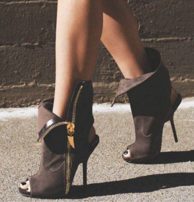 Hot sale short female boots zip ankle peep toe high thin heel spring autumn woman boots brown
Hot sale short female boots zip ankle peep toe high thin heel spring autumn woman boots brown