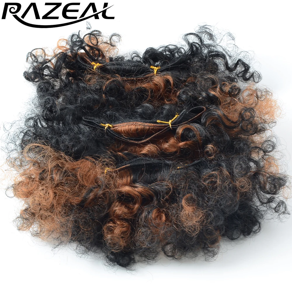 Razeal 5Packs 6inch Ombre color Afro Kinky Curly Hair Weft Synthetic Crochet Hair Extensions High Temperature Fiber
Razeal 5Packs 6inch Ombre color Afro Kinky Curly Hair Weft Synthetic Crochet Hair Extensions High Temperature Fiber
