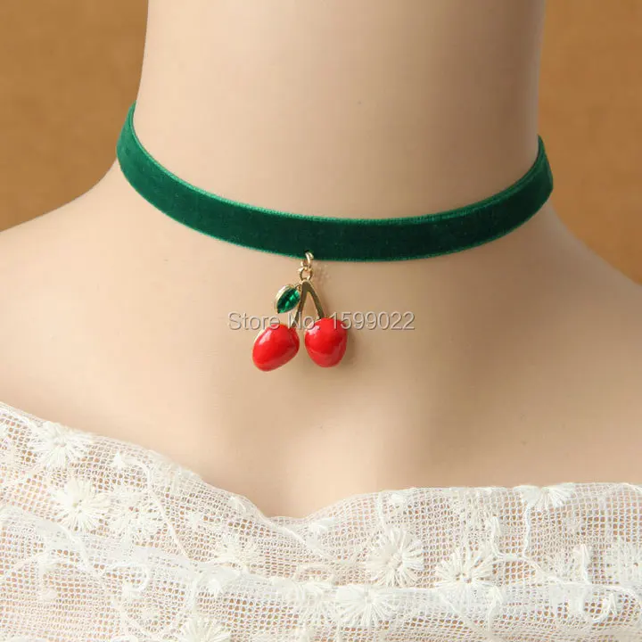 Popular Retro Choker Green Ribbon Necklace Red Cherry Fruit Pendant Collar Harajuku Style Teenager Girls Women Neck Accessories
Popular Retro Choker Green Ribbon Necklace Red Cherry Fruit Pendant Collar Harajuku Style Teenager Girls Women Neck Accessories