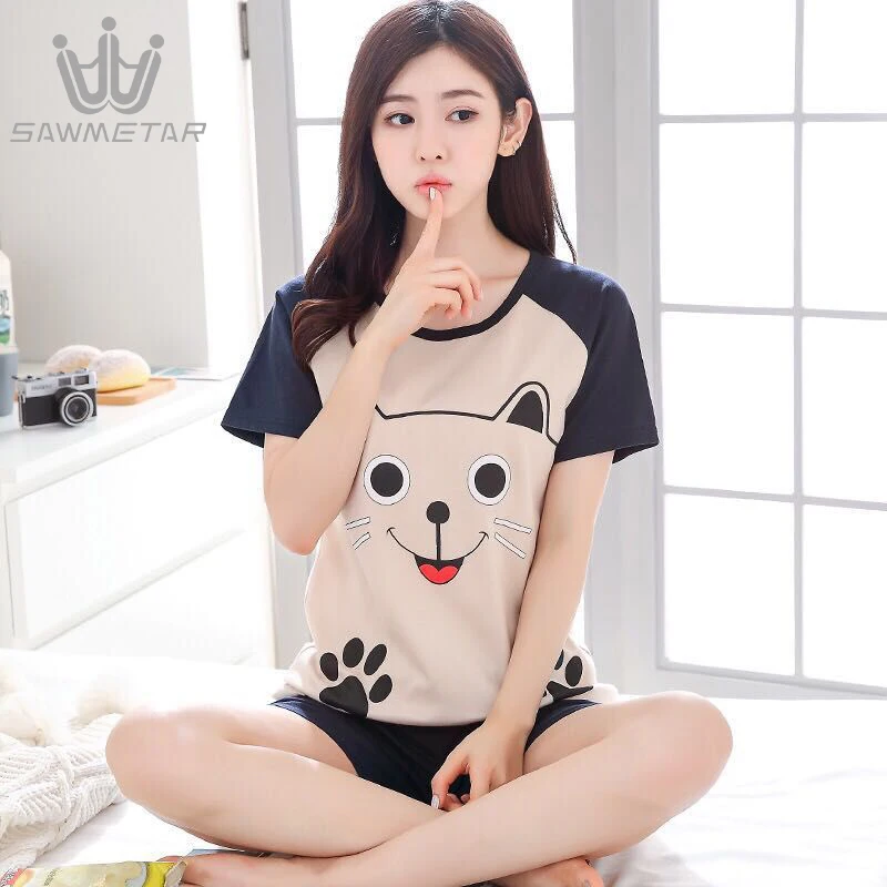 Women Cartoon Printed Pyjama Cute Round Neck Short Sleeve Sleepwear Summer 15 Styles Spring 2020 New Women Casual Homewear
Women Cartoon Printed Pyjama Cute Round Neck Short Sleeve Sleepwear Summer 15 Styles Spring 2020 New Women Casual Homewear