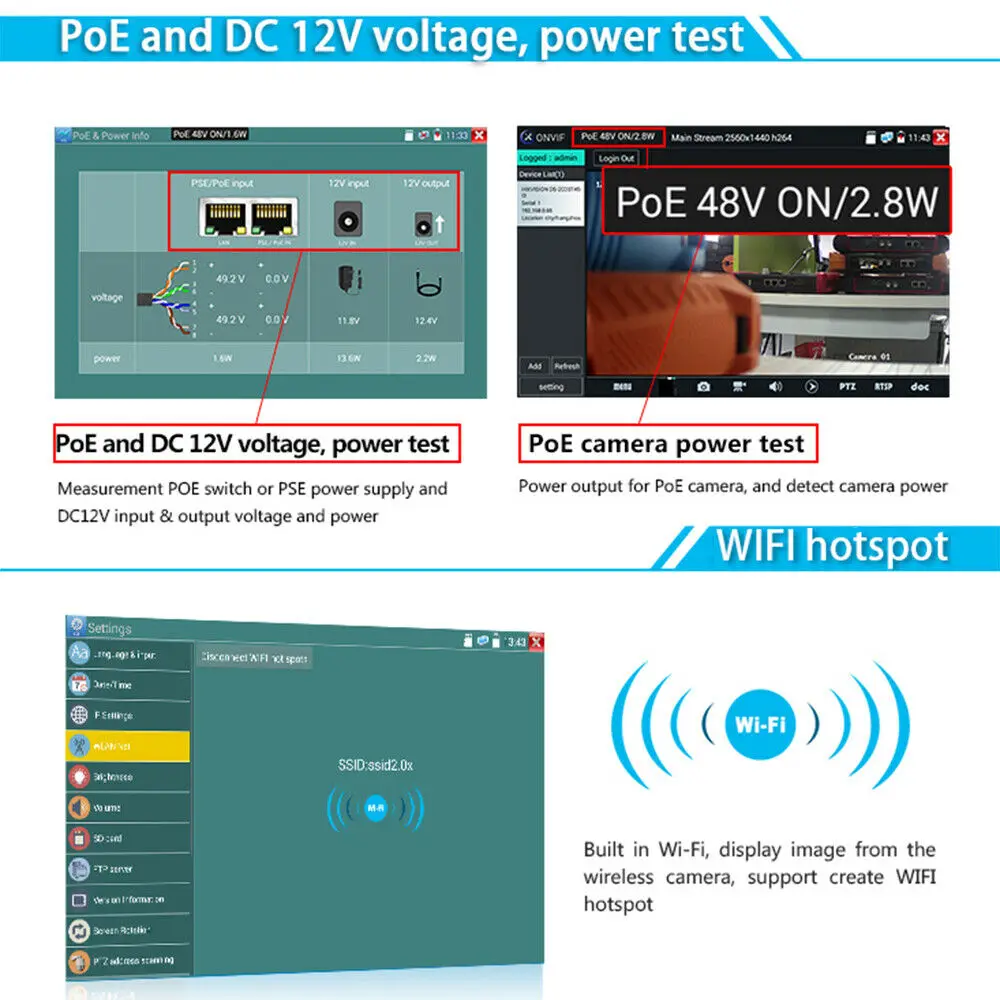 8 &quot1080 P IPC камера CCTV тестер монитор Wifi TVI CVBS IP Обнаружение 5MP AHD CVI безопасность ONVIF