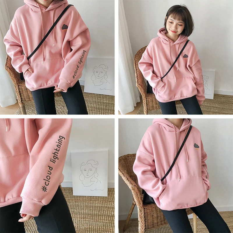Harajuku Fashion Plus Velvet Women Hoodies Cute Moon Letter Embroidery Girls Sweatshirt Thick Cotton Hooded Women Pullovers
Harajuku Fashion Plus Velvet Women Hoodies Cute Moon Letter Embroidery Girls Sweatshirt Thick Cotton Hooded Women Pullovers