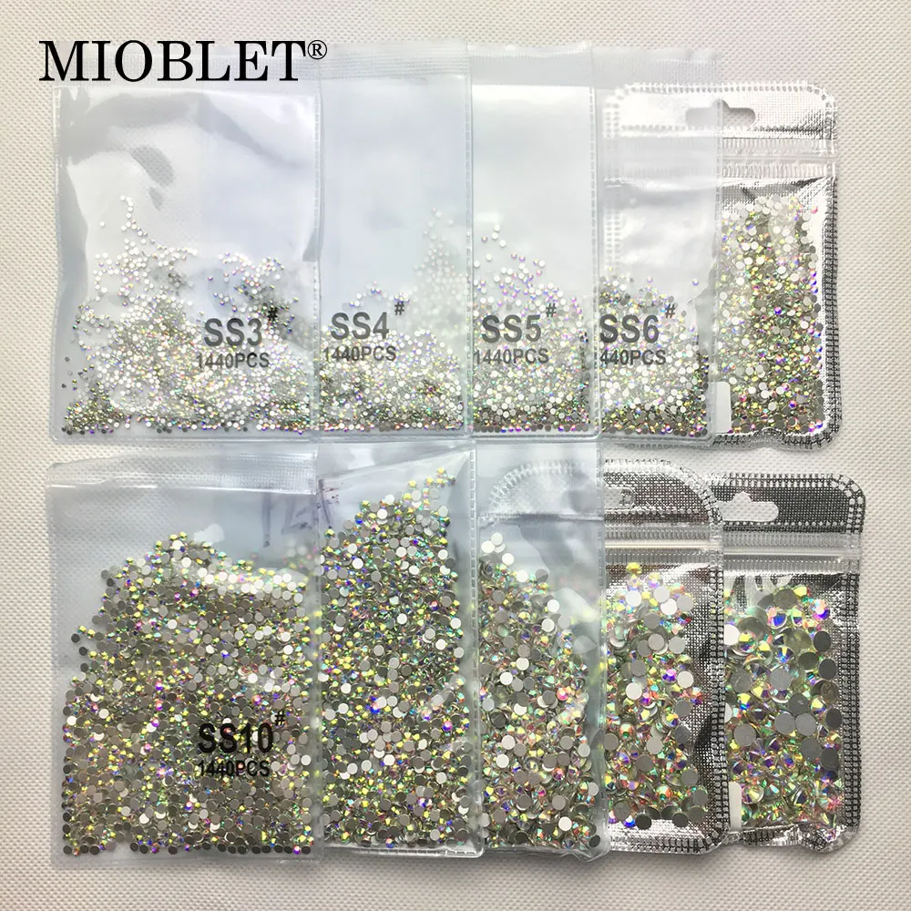 Super Glitter SS3-SS30 1440pcs Crystal AB Flat Back Nail Rhinestone 3D Non HotFix Nail Art Decoration Glass Manicure Accessories
Super Glitter SS3-SS30 1440pcs Crystal AB Flat Back Nail Rhinestone 3D Non HotFix Nail Art Decoration Glass Manicure Accessories