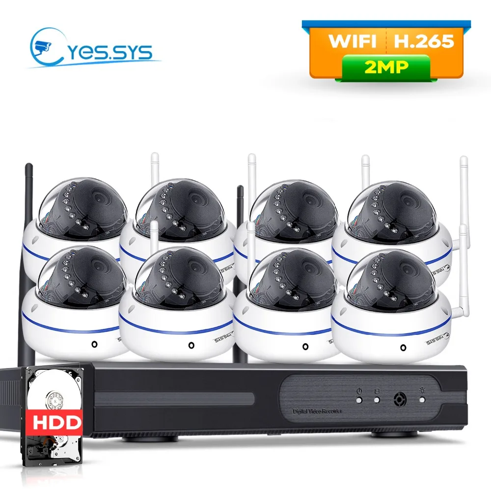8CH CCTV Системы P2P Беспроводной 1080 P HD NVR 8 шт. 2.0MP открытый 15IR светодиодный