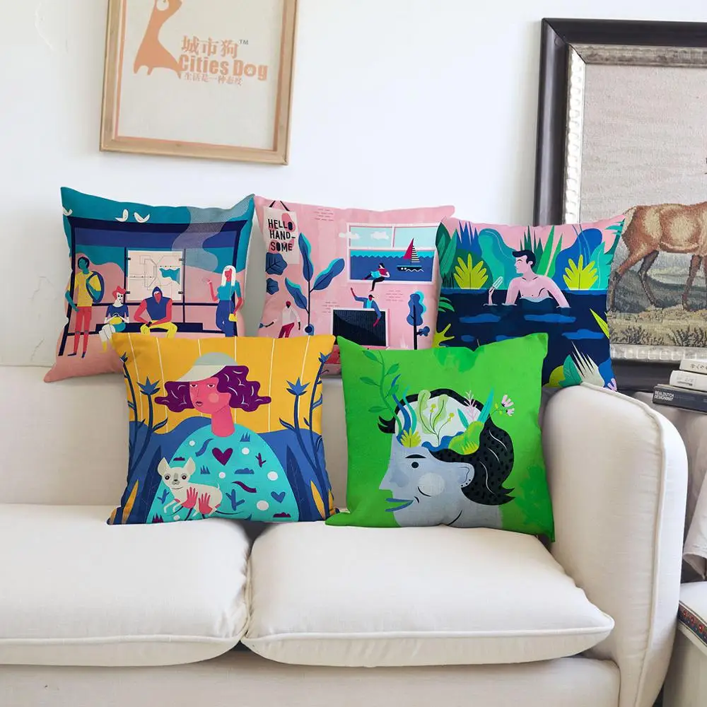 illustration cushion cover Pillow linen Vibrant and fresh color Cartoon character animal Home sofa Decoration cushions covers
illustration cushion cover Pillow linen Vibrant and fresh color Cartoon character animal Home sofa Decoration cushions covers