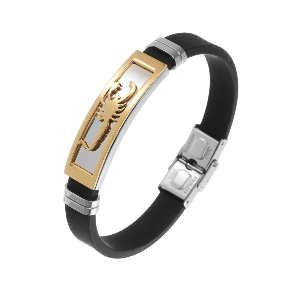 LINSOIR New Stainless Steel Scorpion Zodiac Bracelet Men Adjustable Silicone Rubber Wristband Bracelets Men Jewelry Bracelet
LINSOIR New Stainless Steel Scorpion Zodiac Bracelet Men Adjustable Silicone Rubber Wristband Bracelets Men Jewelry Bracelet