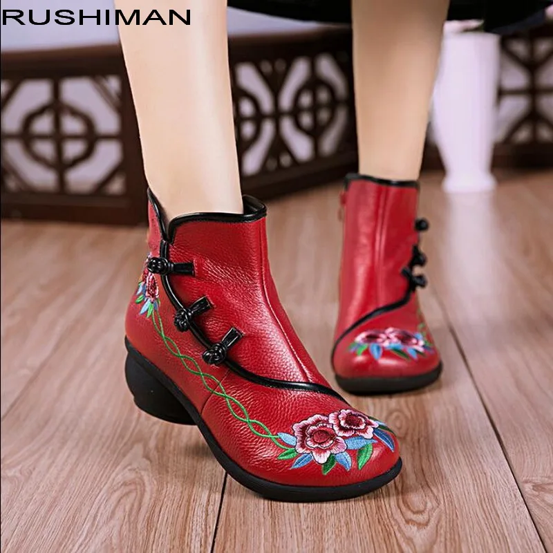 2018 autumn winter new national wind Genuine Leather Women Boots Round Toe embroidery round head casual shoes Thick Heel Warm An
2018 autumn winter new national wind Genuine Leather Women Boots Round Toe embroidery round head casual shoes Thick Heel Warm An