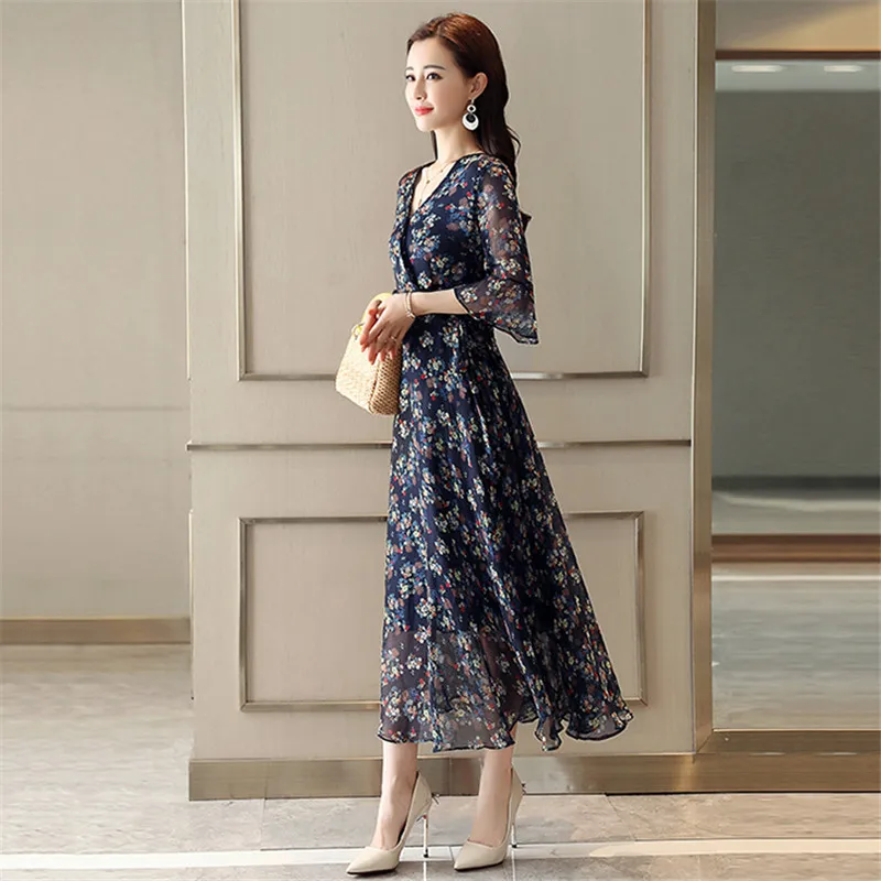 Floral Chiffon Dress Women Yellow S-3XL Plus Size Mid-calf Dresses 2019 New Spring Summer Korean V Neck Elegant Slim Dress LR142
Floral Chiffon Dress Women Yellow S-3XL Plus Size Mid-calf Dresses 2019 New Spring Summer Korean V Neck Elegant Slim Dress LR142