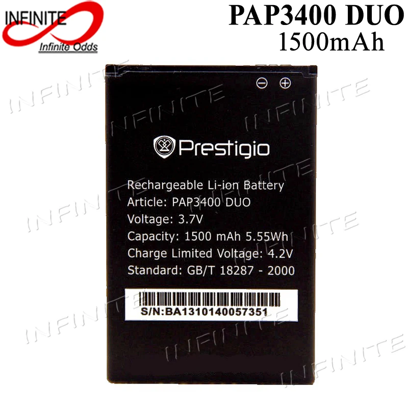 Аккумулятор 3 7 В 1500 мАч мобильный телефон для Prestigio MultiPhone PAP3400 DUO 3400 аккумуляторная
