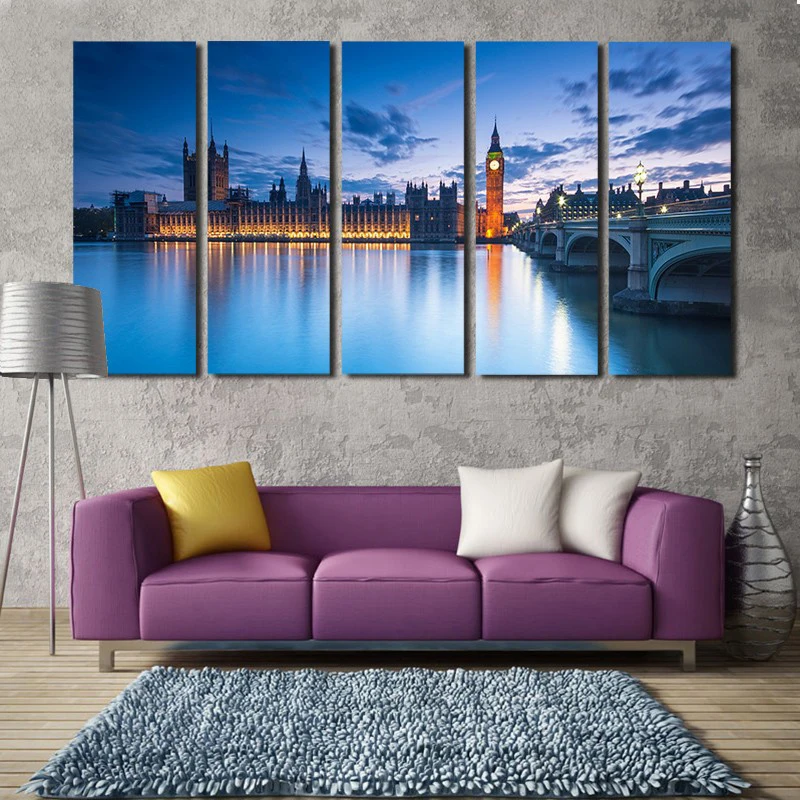 Wall Art Modern Frame Print Poster HD Modular Canvas Picture 5 Pieces London Westminster And Bridge Scenery Painting Decor Room
Wall Art Modern Frame Print Poster HD Modular Canvas Picture 5 Pieces London Westminster And Bridge Scenery Painting Decor Room