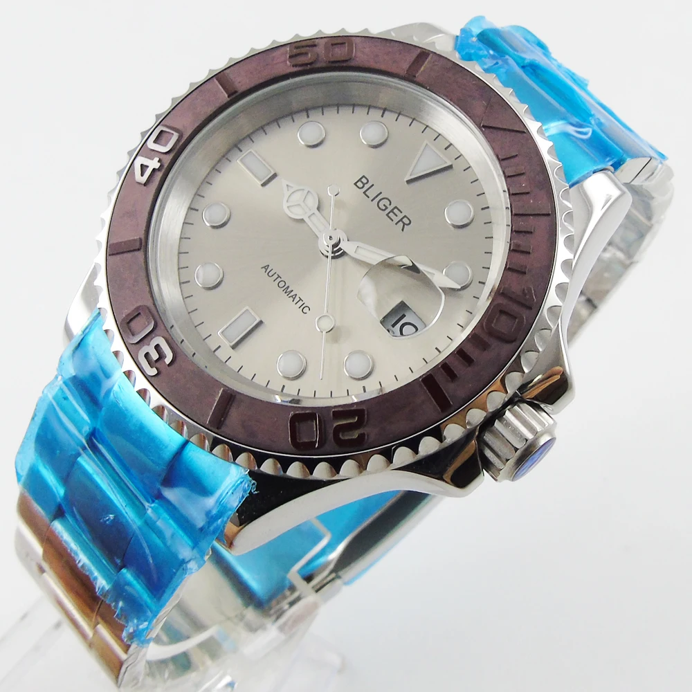 Bliger 40mm gray dial date coffee Ceramics Bezel Stainless steel case saphire glass Automatic movement Men's watch
Bliger 40mm gray dial date coffee Ceramics Bezel Stainless steel case saphire glass Automatic movement Men's watch