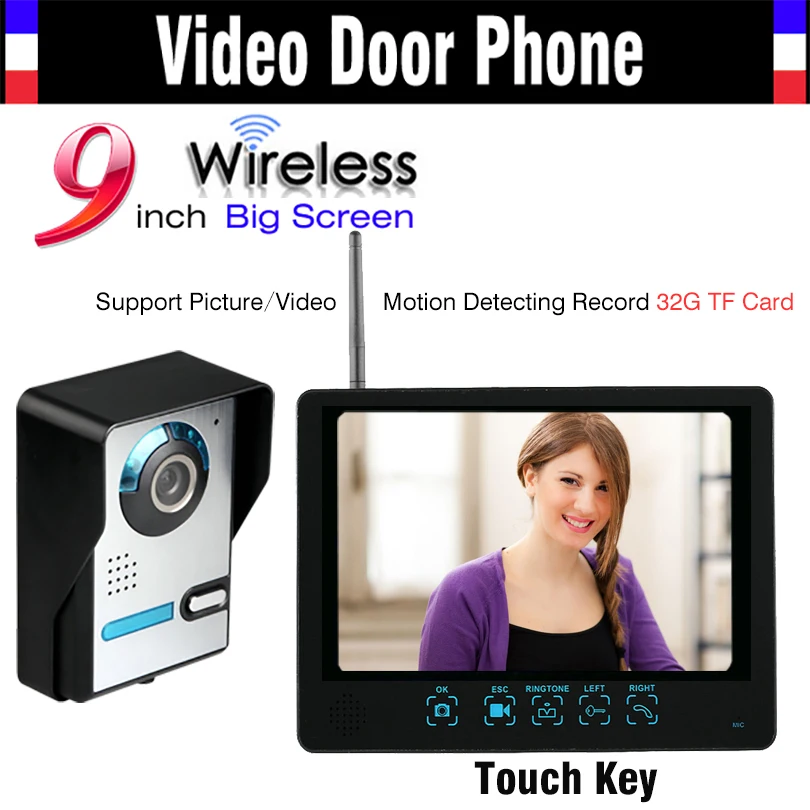 9 Inch Touch Monitor Wireless Wifi Video Door Phone Intercom Doorbell System Waterproof Night Vision Motion Detecting to Record
9 Inch Touch Monitor Wireless Wifi Video Door Phone Intercom Doorbell System Waterproof Night Vision Motion Detecting to Record
