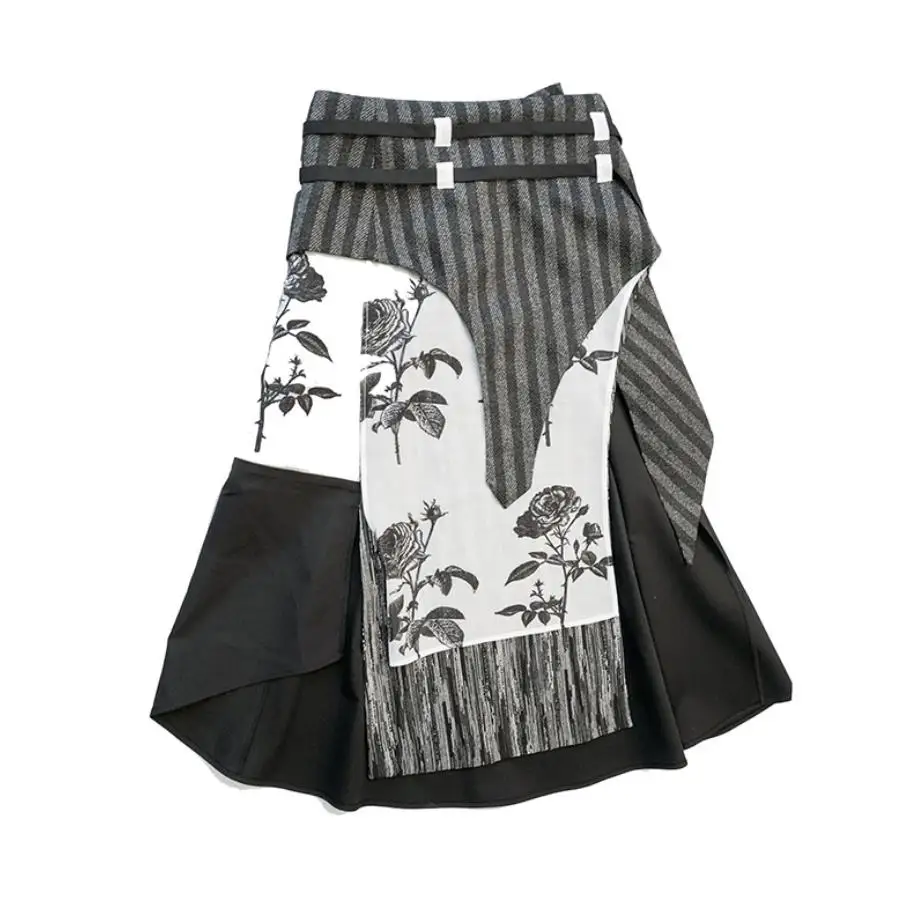 with belt 2019 women Original design rose print stitching design sense Half-length skirt high waist Ink split skirt H115
with belt 2019 women Original design rose print stitching design sense Half-length skirt high waist Ink split skirt H115