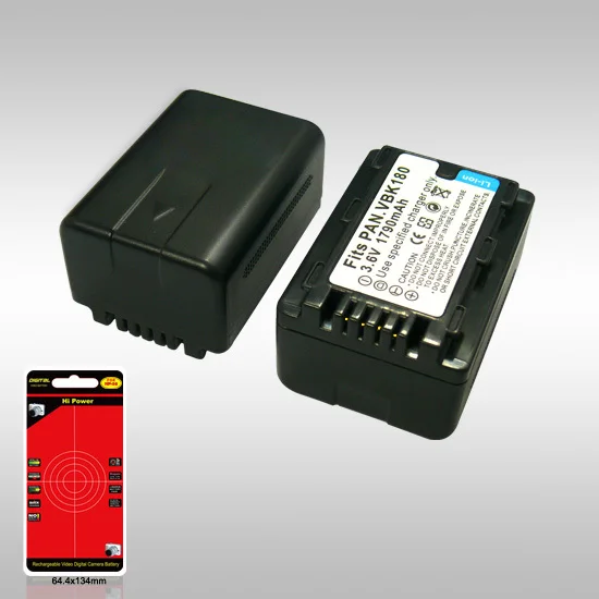 

Camera Battery Replace For PANASONIC VBK180 Decode Fit For HDC-TM90, SD90, HS80, TM80, SD80, TM41,TM40,SD40 HS60 3.7V 1790mAh
