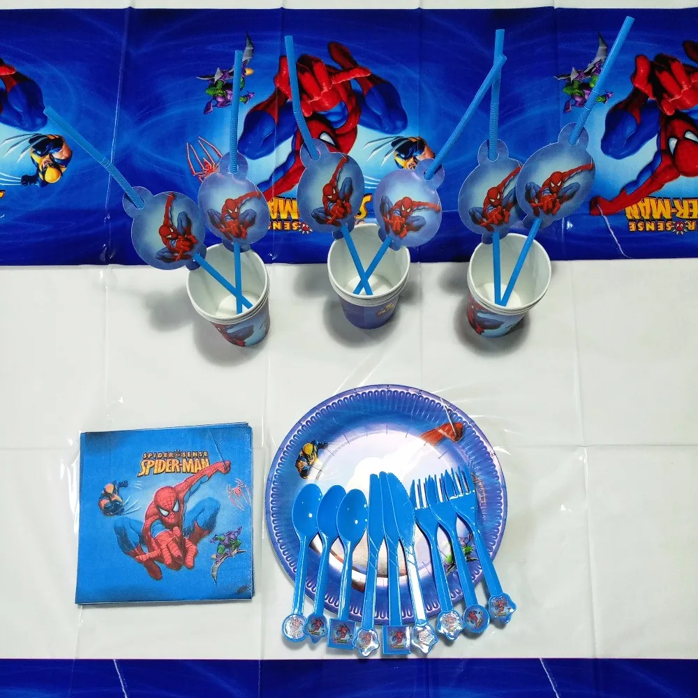 82pcs Spiderman Superhero Tablecloth Straws Cups Plates napkins Knife Fork Spoon Kids Birthday Party Supplies Decoration favors
82pcs Spiderman Superhero Tablecloth Straws Cups Plates napkins Knife Fork Spoon Kids Birthday Party Supplies Decoration favors