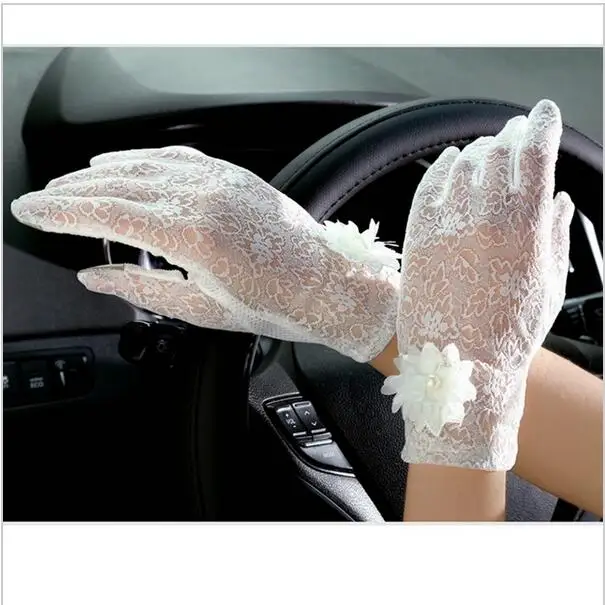 Женские винтажные солнцезащитные перчатки с кружевом и защитой от УФ лучей 5