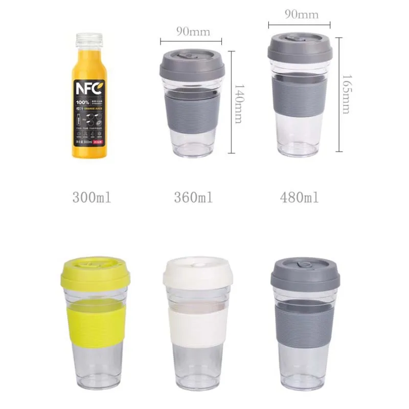 360/480 мл безопасная наружная портативная PP пластиковая бутылка для воды кофе и чая