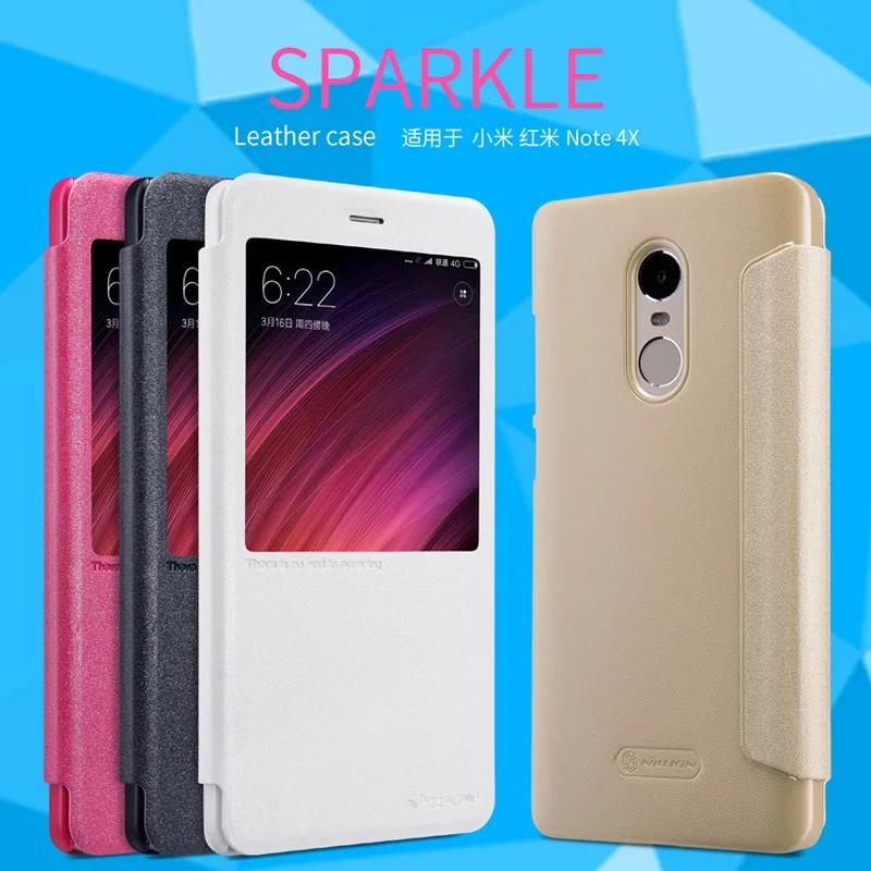 Чехол для Xiaomi Redmi Note4X откидной смарт чехол с окошком экрана кожаный Note 4X 5 дюйма