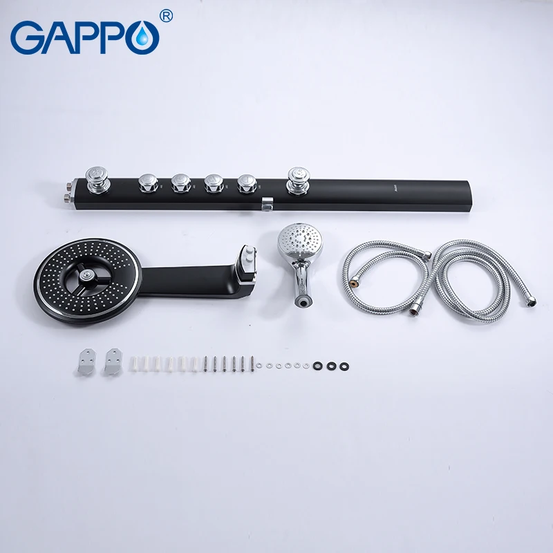 GAPPO bathroom wall shower faucet set black wall shower mixer set Waterfall Rain Shower set ABS Panel 2 Massage Jets SPA GA2417
GAPPO bathroom wall shower faucet set black wall shower mixer set Waterfall Rain Shower set ABS Panel 2 Massage Jets SPA GA2417