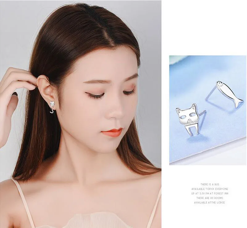 Fashion Women Silver Color Asymmetry Cute Cat Fish Stud Earring For Girl Lady Simple Party Earring Birthday Gift Jewelry ED610
Fashion Women Silver Color Asymmetry Cute Cat Fish Stud Earring For Girl Lady Simple Party Earring Birthday Gift Jewelry ED610
