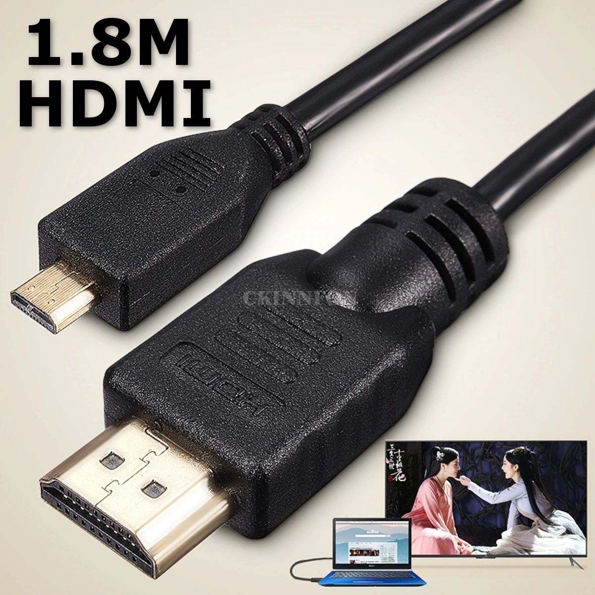 

100 шт./лот реальный 1,8 м 6 футов микро HDMI-совместимый штекер-HDMI-совместимый штекер Адаптер кабель преобразователя для ПК монитора ТВ кабели