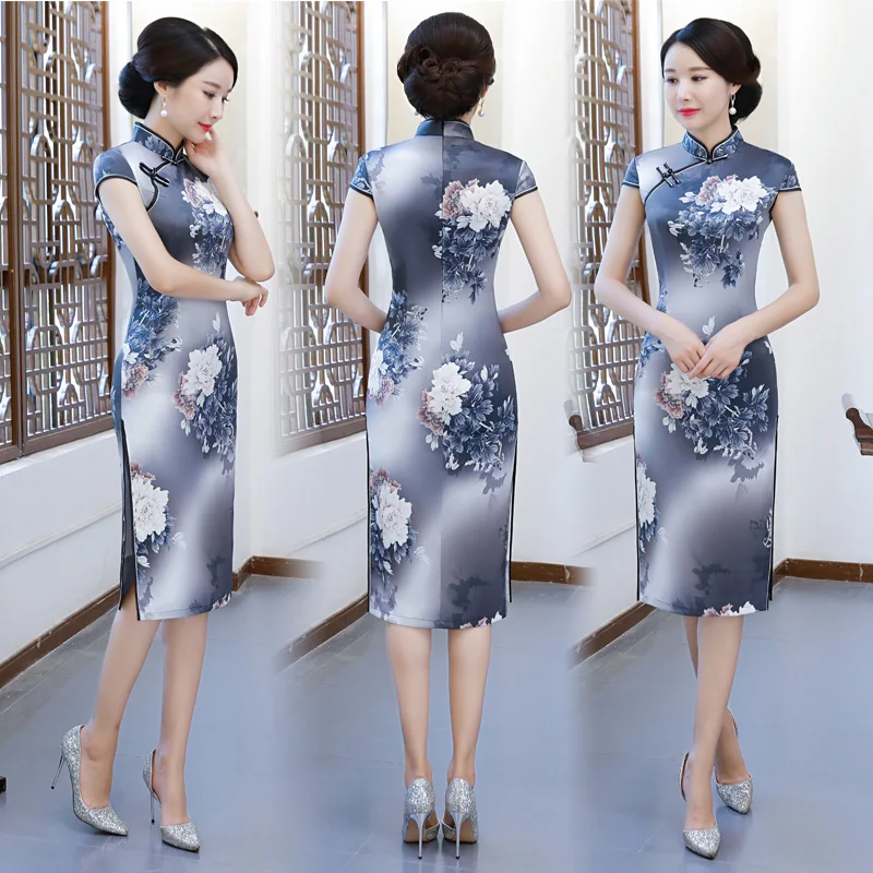 Stylish Ladies Rayon Cheongsam 2018 Chinese style Mandarin Collar Knee Length Dress Womens Qipao Slim Party Dresses Vestido
Stylish Ladies Rayon Cheongsam 2018 Chinese style Mandarin Collar Knee Length Dress Womens Qipao Slim Party Dresses Vestido