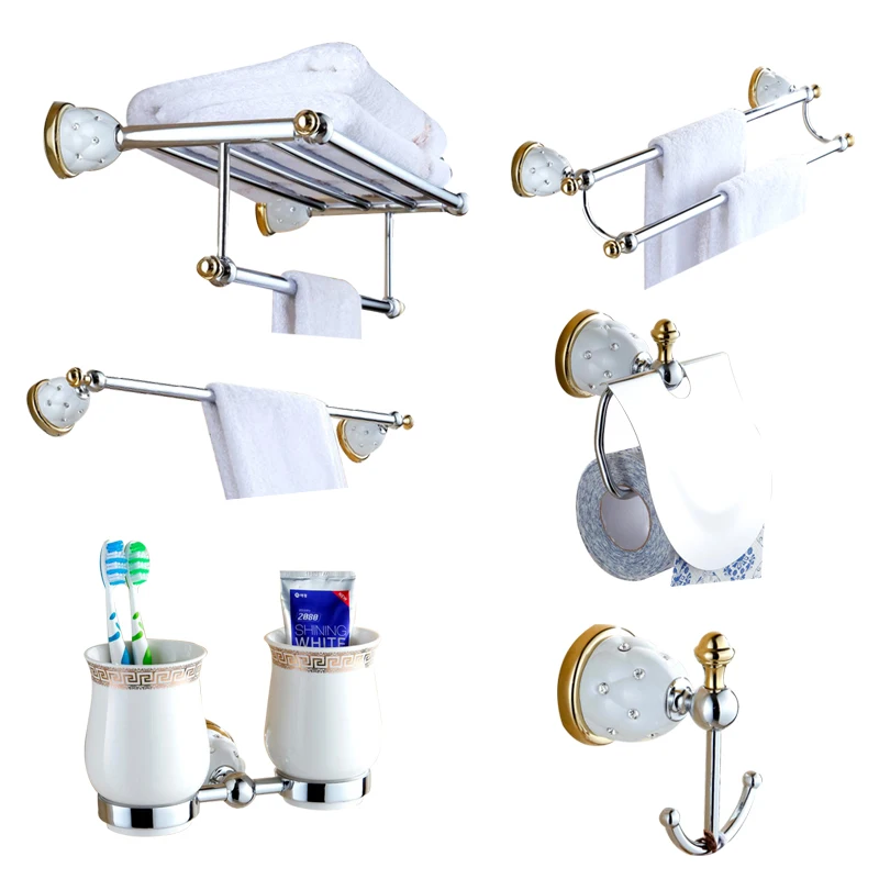 Euorpe Antique Ceramic And Gold Crystal Bathroom Accessories Set Wall Towel Rack Plating Gold Hardware Hanging Style Suit
Euorpe Antique Ceramic And Gold Crystal Bathroom Accessories Set Wall Towel Rack Plating Gold Hardware Hanging Style Suit