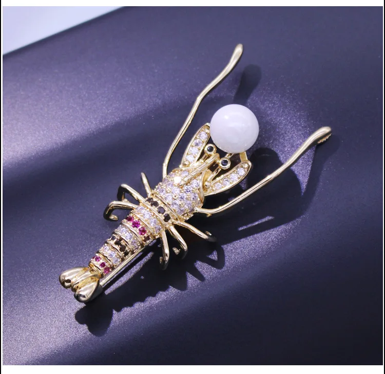 FARLENA Jewelry Fashion Shrimp brooch micro-inlaid zircon for Women Dress Accessory Bridal Brooches pins
FARLENA Jewelry Fashion Shrimp brooch micro-inlaid zircon for Women Dress Accessory Bridal Brooches pins