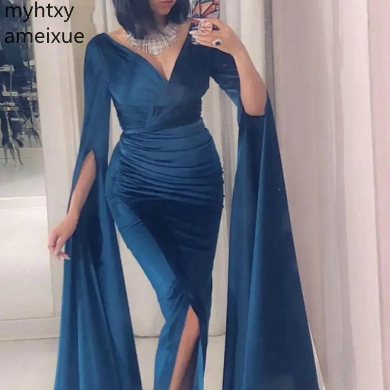 New Velvet Mermaid Event Evening Dress Party 2021 Custom V Neck Vestido De Festa Longo Navy Blue Muslim Dresses Robe De Soiree
New Velvet Mermaid Event Evening Dress Party 2021 Custom V Neck Vestido De Festa Longo Navy Blue Muslim Dresses Robe De Soiree