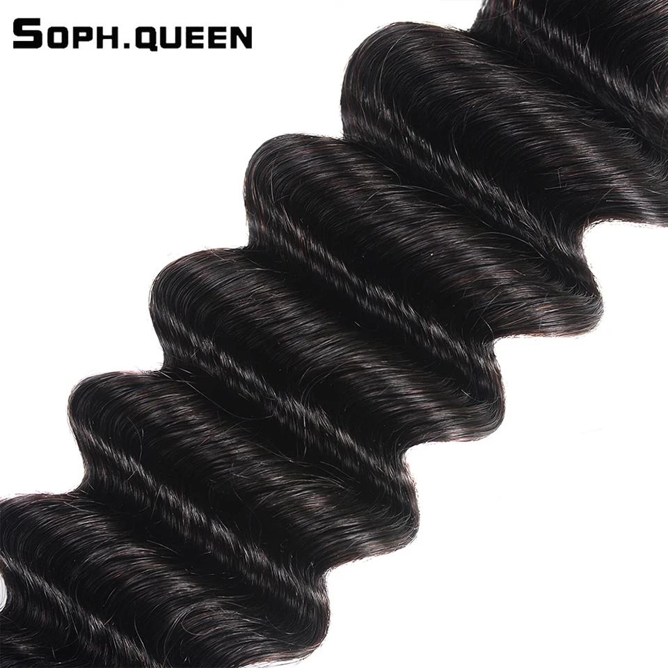 Soph Queen Hair Peruvian Loose Deep Wave Bundles Can Buy With Closure 100% Remy Human Weave 4Bundles Natural Color | Шиньоны и парики