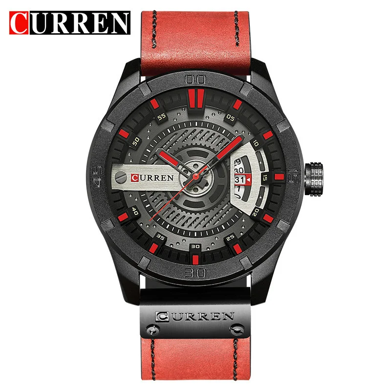 CURREN Hot Sale Men Watch Fashion Creative Red Leather Strap Wristwatch Luxury Brand Date Display Quartz Watch relogio masculino
CURREN Hot Sale Men Watch Fashion Creative Red Leather Strap Wristwatch Luxury Brand Date Display Quartz Watch relogio masculino