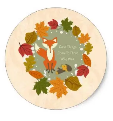 1.5inch Fox and Hedgehog Patience Saying Classic Round Sticker