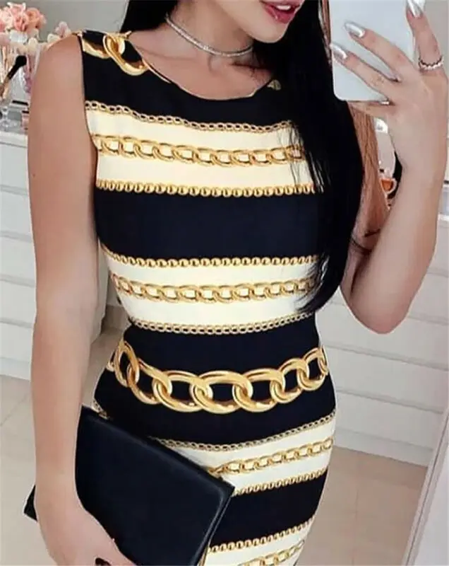 Women Summer Sexy Striped Slim Dress Ladies Sleeveless Boho Printed Beach Party Bodycon Dress Vestidos Elegant
Women Summer Sexy Striped Slim Dress Ladies Sleeveless Boho Printed Beach Party Bodycon Dress Vestidos Elegant