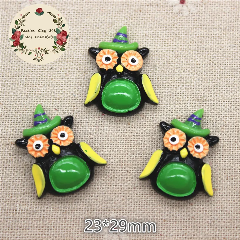 10pcs 23*29mm Cute Green Halloween Owl with Hat Resin Cabochons Flatback DIY Crafts Scrapbooking
10pcs 23*29mm Cute Green Halloween Owl with Hat Resin Cabochons Flatback DIY Crafts Scrapbooking