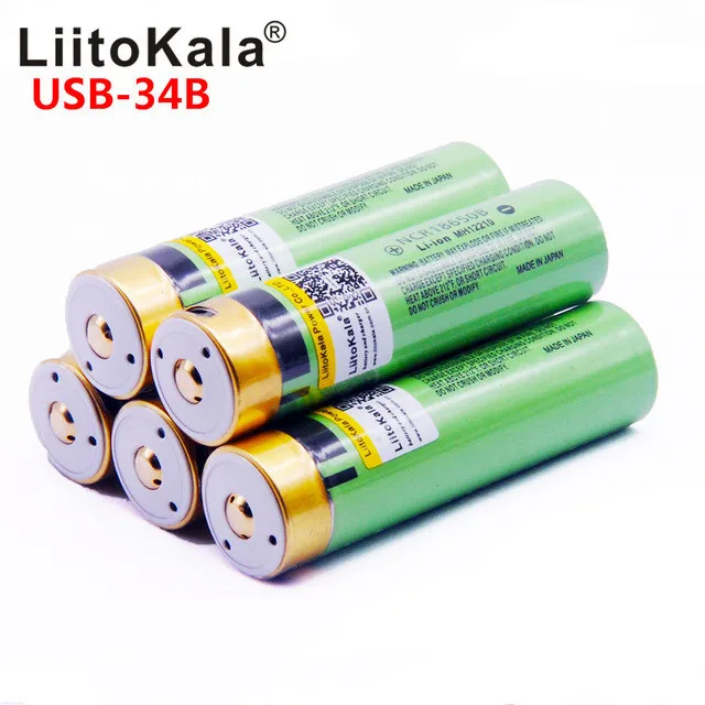 LiitoKala New USB 18650 Battery 3.7V 3400 mAh Li-ion Rechargeable with LED indicator DC charging | Электроника