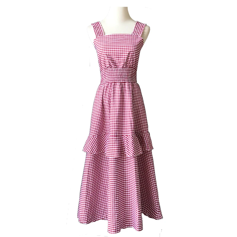 PERHAPS U Pink White Plaid Ruffle Tank Sleeveless Empire Slash Neck Midi Dress Casual Summer D0589
PERHAPS U Pink White Plaid Ruffle Tank Sleeveless Empire Slash Neck Midi Dress Casual Summer D0589